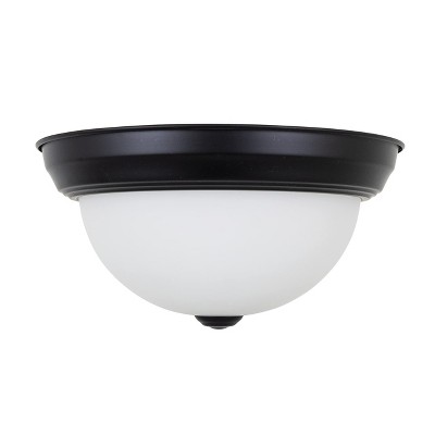Yosemite Home Decor 2 Light Flushmount in Flat Black Finish with White Glass - JK101-11BK-W