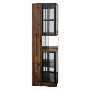 TopComfy Decorative Storage Cabinets Display Cabinet with Glass Doors with multi functional storage shelf for Kitchen, Brown, 19.65"*12.6"*70.28" - 1 of 4