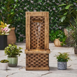 NAYSAYE Fountain Hand Crafted Wall Tower Design with Timeless Stone Inspired Style for Garden Patio Outdoor, Light Brown, 12.5"*35.25"*24.25" - 1 of 4
