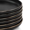 6pc Paul Stoneware Dinner Plate Set with Rim Matte Black/Gold - Elama: Solid Round Plates, Dishwasher & Microwave Safe - 2 of 4