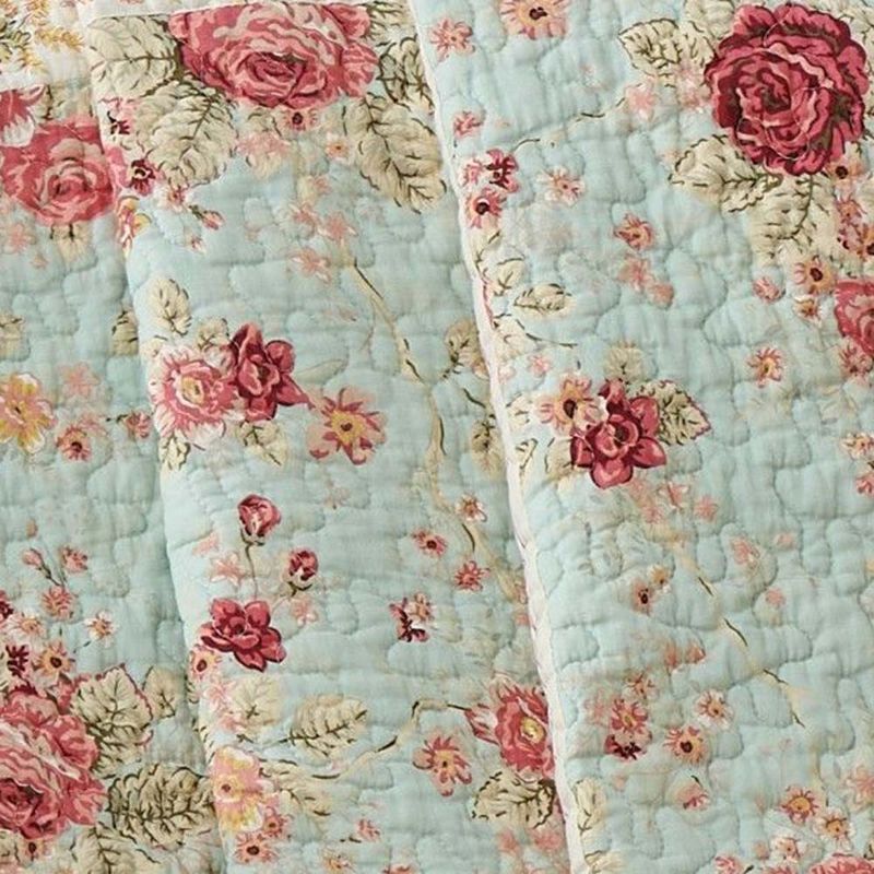 Greenland Home Antique Rose Floral and Pinstripe Print with Dainty Scrolling Floral Throw 50"x60" Blue, 5 of 6