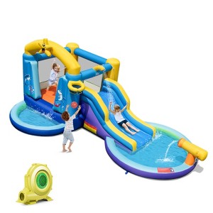 Infans Kids Inflatable Water Slide Park Bounce Castle w/ 50 Ocean Balls & 735W Blower - 1 of 4