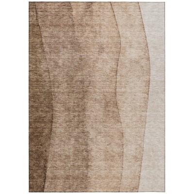 Brown And Beige Ombre Washable Indoor Outdoor Area Rug