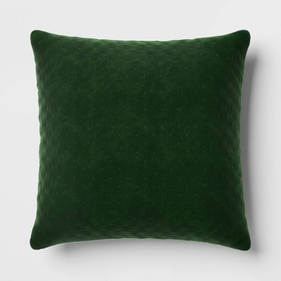 Oversized Quilted Velvet Square Throw Pillow Dark Green Threshold Target