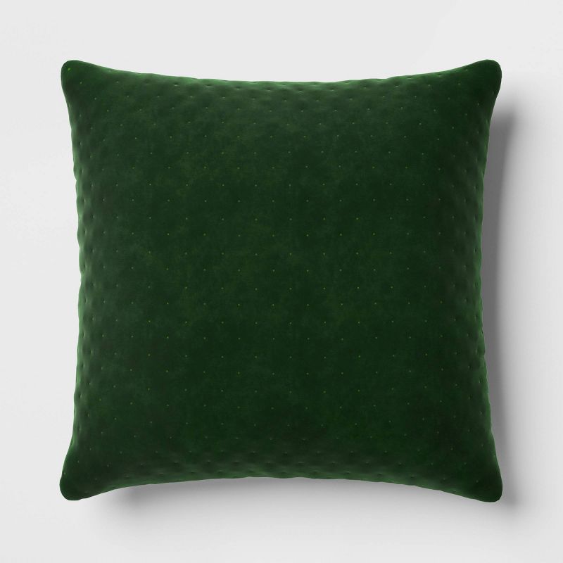 Oversized Quilted Velvet Square Throw Pillow - Threshold™, 1 of 6