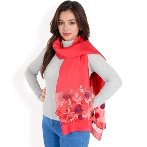 Anna-Kaci Women's Elegant Floral Embroidered Sheer Scarf with Lightweight Textured Fabric Overlay for Sophisticated Style - 1 of 4