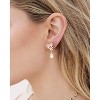 Pearl Earrings: 14k Gold-plated Cubic Zirconia Accented Pearl Drop Dangle Wedding Engagement Earrings For Women Bridal Bridesmaid - 2 of 4
