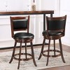 Costway Set of 2 24'' Swivel Counter Stool Wooden Dining Chair Upholstered Seat Espresso Panel back - 3 of 4