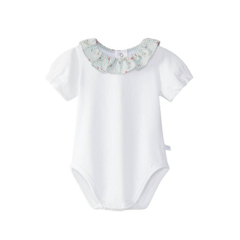 Kid's Ruffle Collared Bodysuit with Flowers - Laranjinha 18M - image 1 of 2