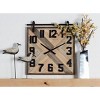 Olivia & May 27"x24" Wooden Sliding Barn Door Style Wall Clock Brown: Large Analog MDF Square Clock for Indoor Use - 2 of 4