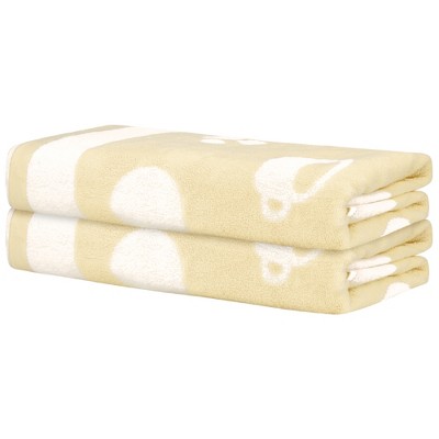 Unique Bargains 100% Cotton Cartoon Pattern Highly Absorbent Quick Dry Bath Towel 2 Pcs