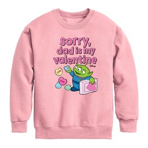 Boys' - Toy Story - Sorry Dad My Valentine Graphic Long Sleeve Fleece Sweatshirt - 1 of 4