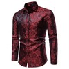 Cloudstyle Mens Floral Shirt Rose Printed Long Sleeve Dress Shirt Prom Wedding Button Down Shirt - 2 of 4