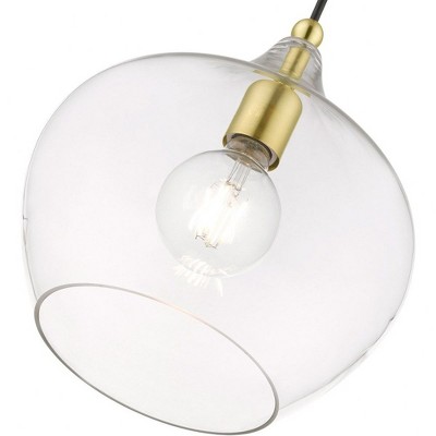 Aldrich 10" Clear Glass Brass Pendant Light