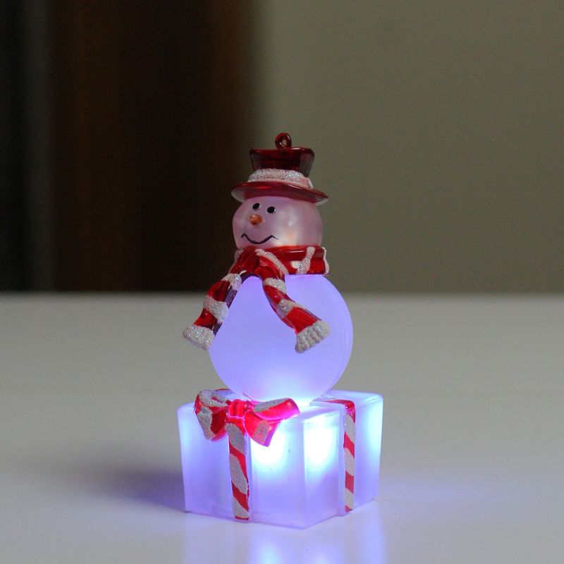 Northlight 4" LED Lighted Color Changing Snowman with Top Hat Christmas Table Top Decoration, 3 of 4