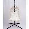 CAVINAS Outdoor Egg Hanging Chair with Stand,Patio Wicker Swing Egg Chair  with Cushion,Outdoor Swing for Backyard Garden - 2 of 4