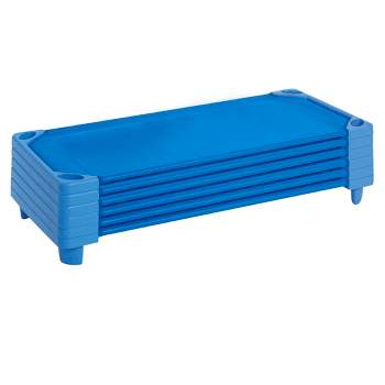 ECR4Kids Streamline Cot, Standard Size, Classroom Furniture, Blue, 6-Pack