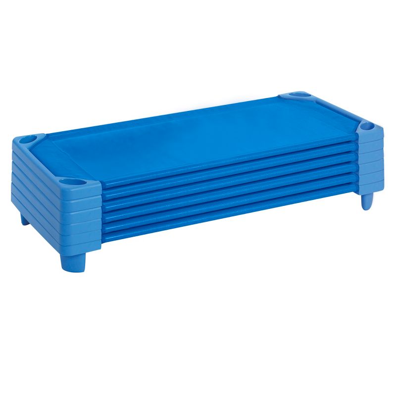 ECR4Kids Streamline Cot, Standard Size, Classroom Furniture, Blue, 6-Pack, 1 of 11