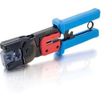 C2G RJ11/RJ45 Crimping Tool with Cable Stripper - Black, Blue - Steel - 2 lb