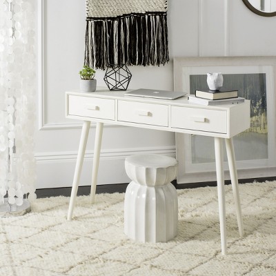 Elegant Transitional White Mirrored 3-Drawer Console Table