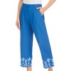 Collections Etc Embroidered & Scalloped Hem Elasticized Waist Capris - 4 of 4