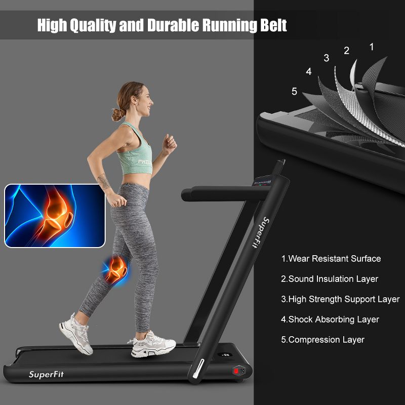 SuperFit 2.25HP 2 in 1 Dual Display Treadmill Jogging Machine W/ Speaker, 2 of 11