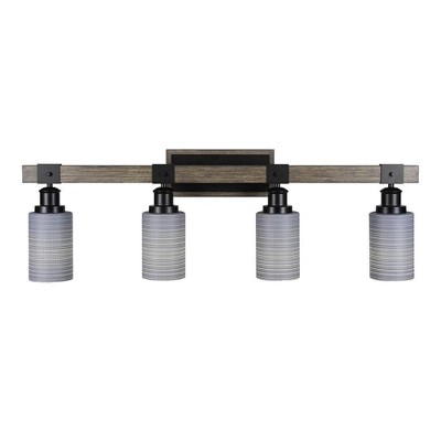 Toltec Lighting Tacoma 4 - Light Vanity in  Black/Painted Wood with 4" Gray Matrix Shade