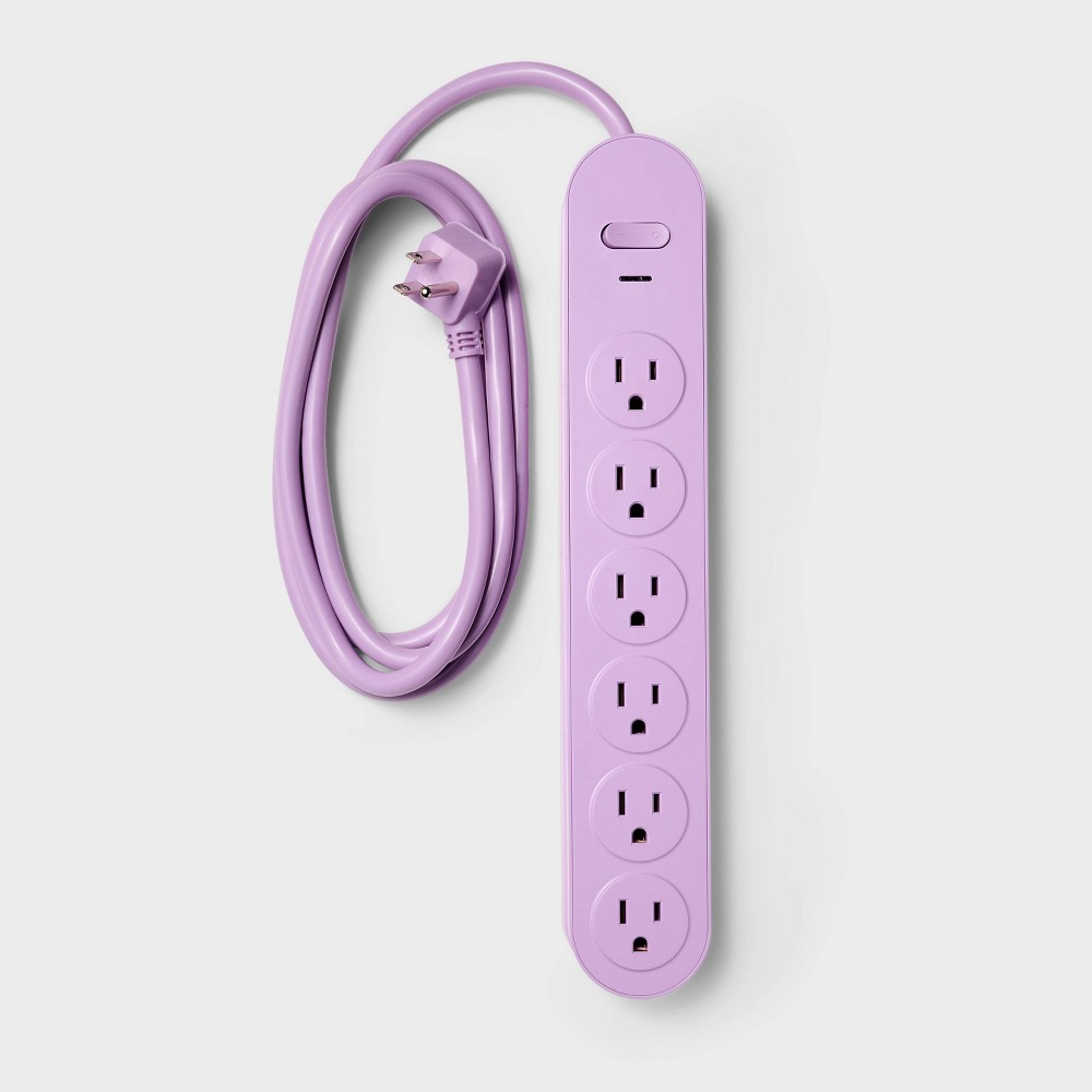 6 Outlet Surge Protector 6' Cord Purple - heyday: Extension Cord, 500 Joules(2 TOTAL/BID IS PER ONE)