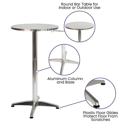 Flash Furniture 23.5" Round Silver Stainless Steel Bar Height Table