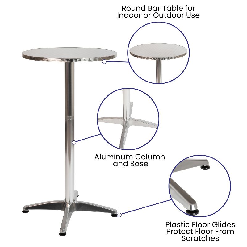 Flash Furniture 23.5" Round Aluminum Indoor-Outdoor Bar Height Table, 4 of 11