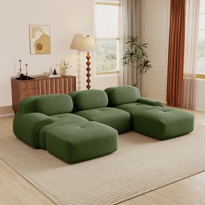 Aukfa Modular Corduroy Sectional Sofa with Ergonomic Support - Pet Friendly, Easy Assembly, Non-Slip Base Design - 1 of 4