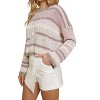 Women's Multicolor Stripe Pullover Crop Sweater - mystree - 2 of 4