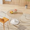 Round Dining Table with Printed Wood Grain Table Top,Metal Base Pedestal Kitchen Table for 4-6 Person for Kitchen Small Space-Maison Boucle - 3 of 4
