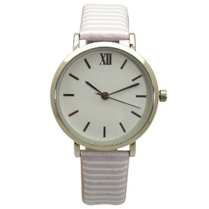 Olivia Pratt Stripped Pastel Colors Faux Leather Women Watch - 1 of 4
