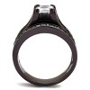 Slickblue Women's Clear CZ Square Wedding Ring Set - Silver/Dark Brown/Black Color Options, Stainless Steel, Size 5-11 - 4 of 4