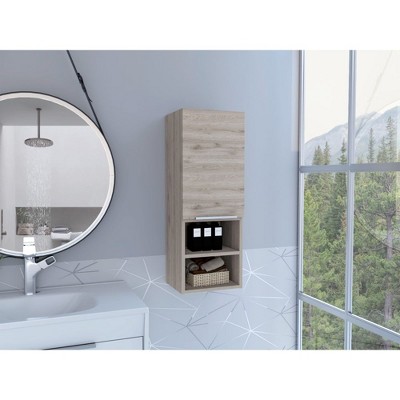 Vynxaria Bathroom Cabinet with Single Door, Two Interior Shelves, and Two External Shelves, Stylish and Functional in Black Finish