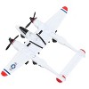 Lockheed P-38J Lightning Fighter Aircraft White with Red Wingtips with Runway Section Diecast Model Airplane by Runway24 - 3 of 4