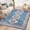 Washable Non Slip Low Pile Area Rug for Living Room Vintage Floral Indoor Carpet Stain Resistant Foldable Floor Cover - 3 of 4