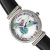 Bertha Emily Mother-Of-Pearl Leather-Band Watch - Silver/Black - 3 of 3