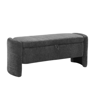 NicBex Storage Ottoman Bench for Bedroom,Oval Storage Bench with Chenille Fabric,Ottoman for Living Room,Bedroom,Entryway