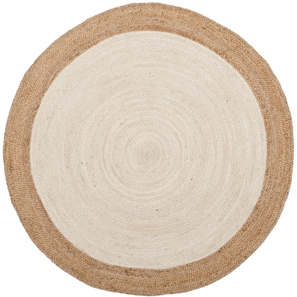 Ivory/Natural Solid Woven Round Accent Rug 3'