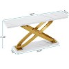 Gulches Golden Frame Console Table with White Faux Marble Top, 300LBS Capacity, Versatile as Entryway/Sofa/Coffee Bar Table - 2 of 2