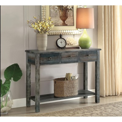 NicBex 3 Drawers Console Table with 1 Open Storage Shelf,Entryway Table with Metal Handle Design,Modern Couch Table for Living Room,Gray