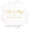 Sparkle and Bash 100x Mr Mrs Gold Foil Disposable Cocktail Napkins for Weddings Party, white 5 inch, 3 Ply - 3 of 4