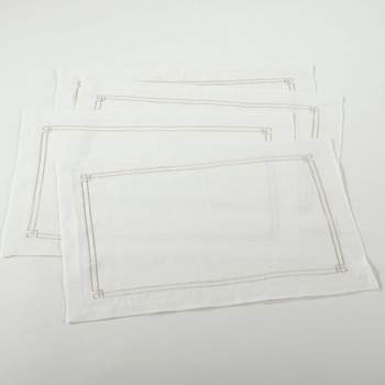 4pk Embroidered Design Placemat Ivory - Saro Lifestyle