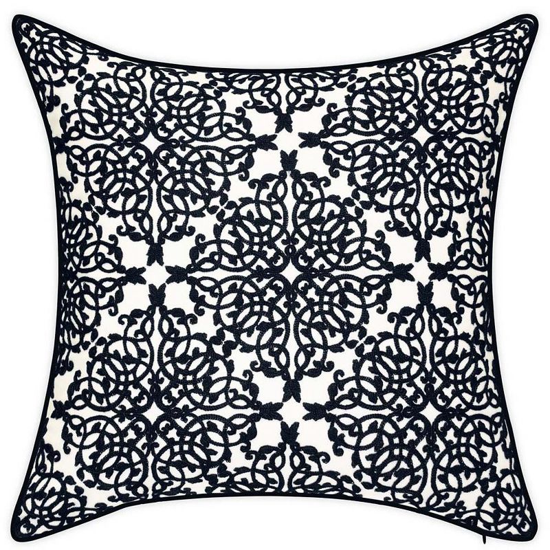 Plow & Hearth Indoor/Outdoor Embroidered Lacework Throw Pillow, 1 of 2
