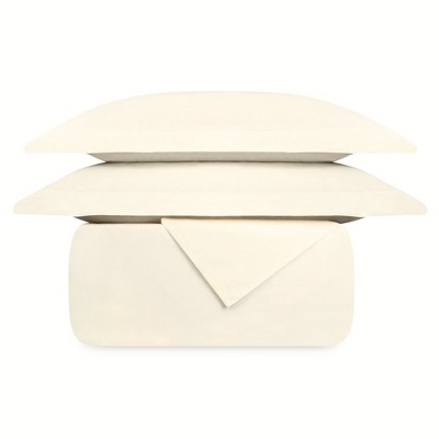 Delara GOTS Certified 100% Organic Cotton Percale Duvet Cover with Sham 400TC, Ultra Soft, Smooth & Breathable