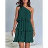 Women's Asymmetrical One-Shoulder Dress - Tiered Chiffon Midi Dress with Flowy Silhouette - 3 of 4