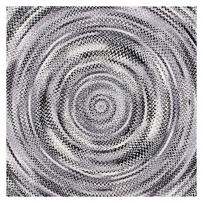Black Chenille Braided Reversible Round Rug, 72"