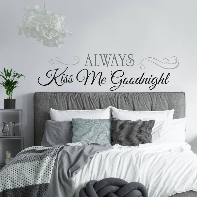 ALWAYS KISS ME GOODNIGHT Peel and Stick Wall Decal Black - ROOMMATES, 5 of 11